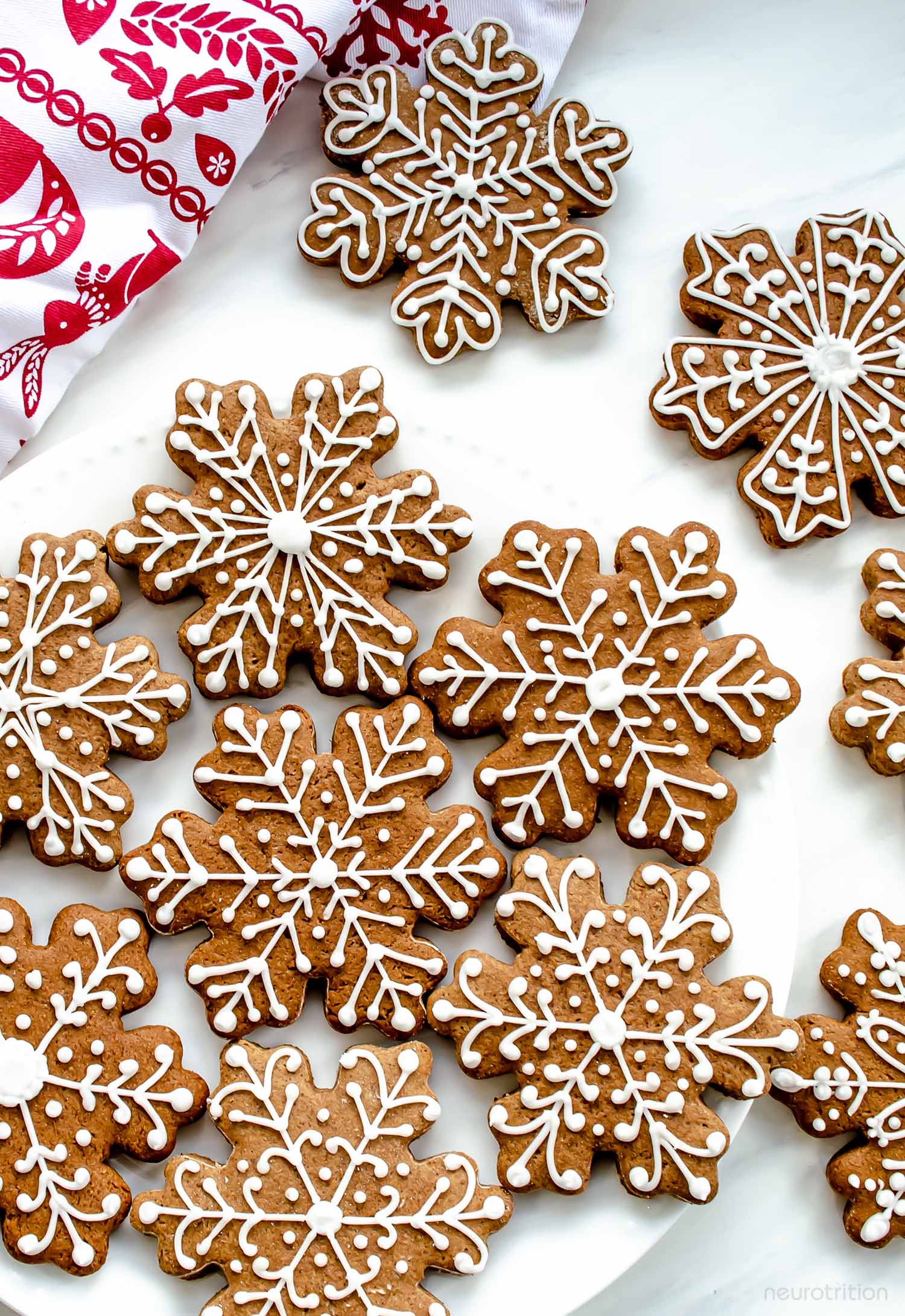 Gingerbread Cookies Gingerbread people-shaped cookies, with white icing decorations.