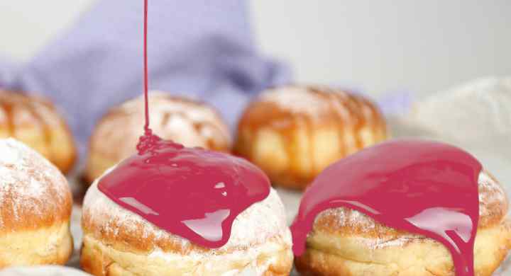 Almond Cake Donuts with Blackberry-Vanilla Glaze 