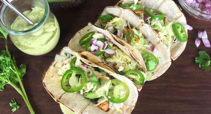 Lions Mane Tacos With Avocado Crema Slaw